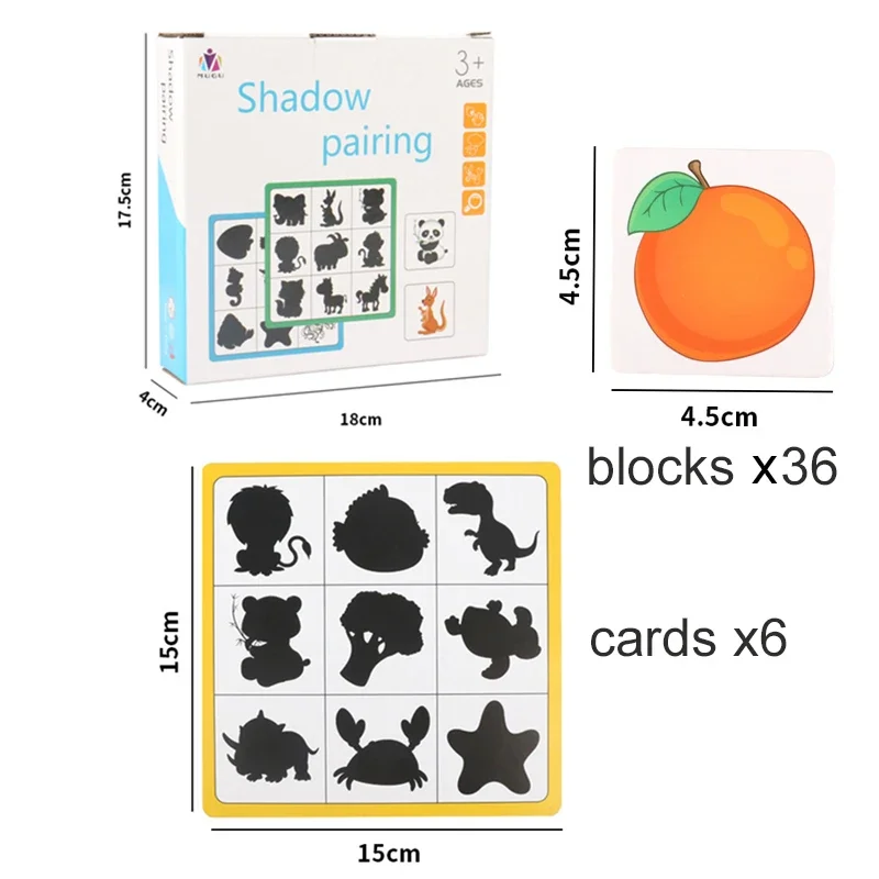 ألعاب مونتيسوري الخشبية على شكل حيوانات، ألغاز إقران لظلال الفاكهة، لعبة التفكير، هدية تعليمية مبكرة للأطفال #6