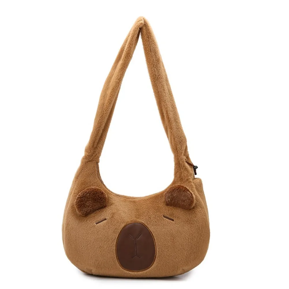 

Fashion Adjustable Drawstring Capybara Handbag Cute Large Capacity Plush Doll Shoulder Bag Cartoon Tote Tag Women Girls