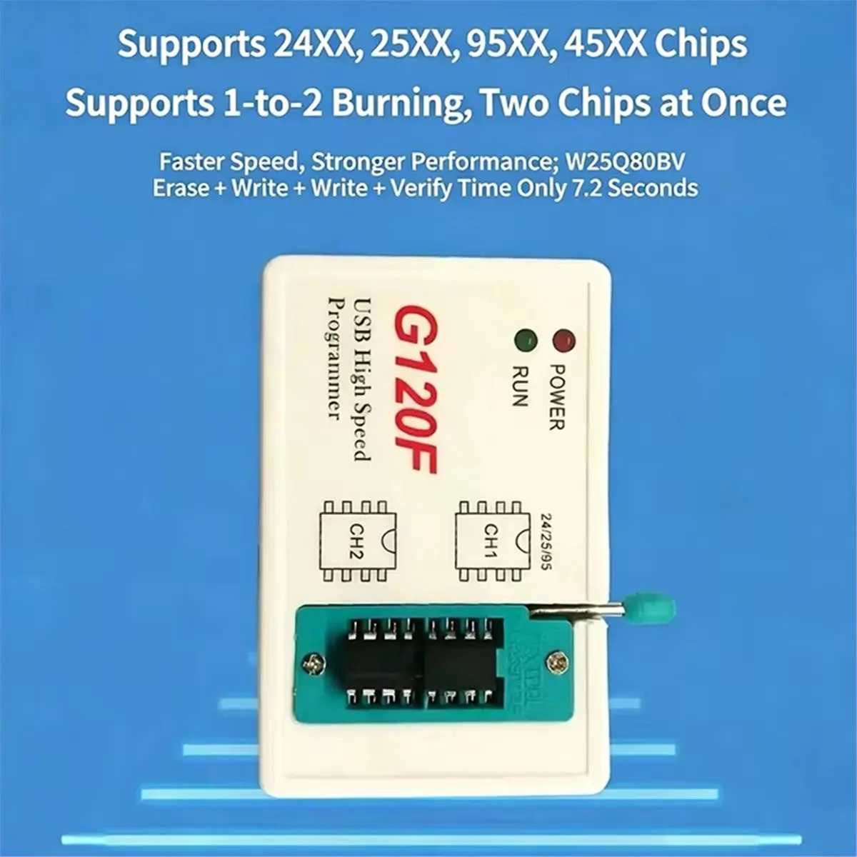 G120F Programmer Driver-Free SPI Flash Burner Support 24XX 25XX 95XX 45XX BIOS Chip with SOP8 Socket