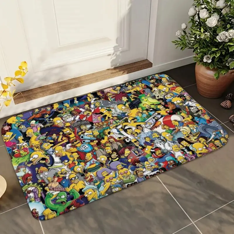 MINISO Disney The Simpsons Floor Mat Floor Mat Anti-Slip Kitchen Bedroom Handmade Tufted Rug Carpet Living Room Entrance Rug