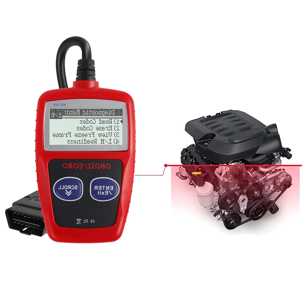 MS309 OBD2 Scanner Check Engine Fault Code Reader Codes View Freeze Frame Data I/M Readiness Smog Check for UK Post-2006 Vehicle