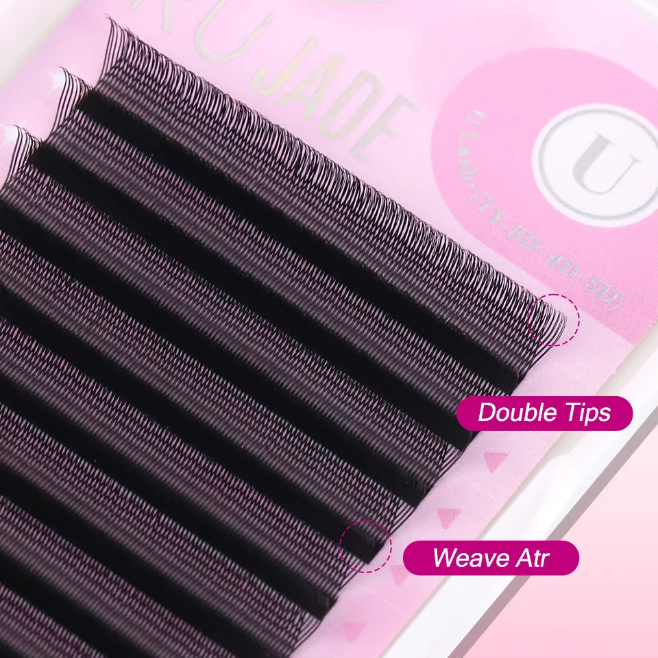 Rujade U en forme de YY Extensions de cils à la main noir mat naturel Double conseils 2D YY cils préfabriqués ventilateurs Volume cils