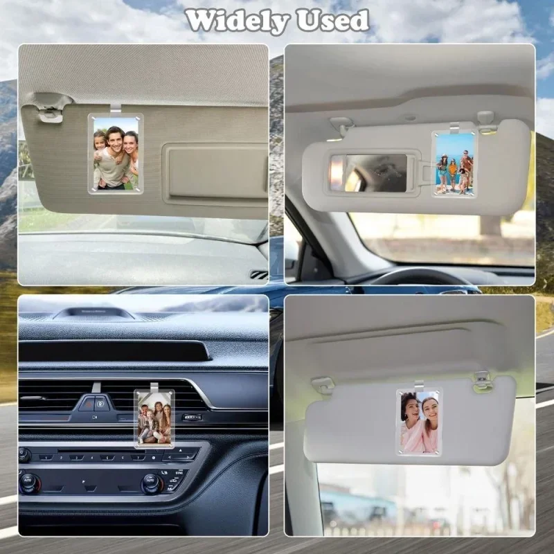 Car Visor Photo Holder Clip Magnetic Acrylic Display Horizontal Vertical fit for Polaroid Wallet Size Photo