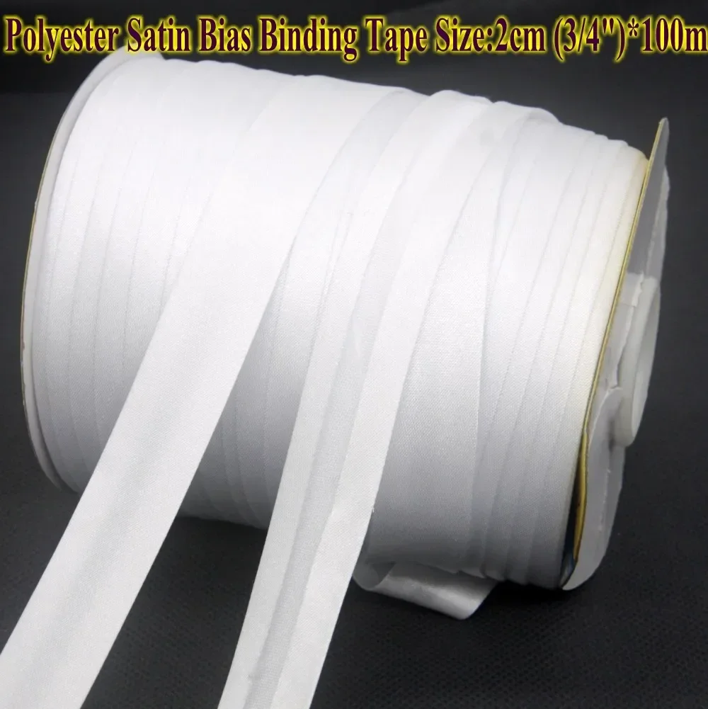 Polyester Satin Bias Binding Tape,size: 20mm,textile Cloth,Chinese Suit,100m DIY Sewing Garment Item Black