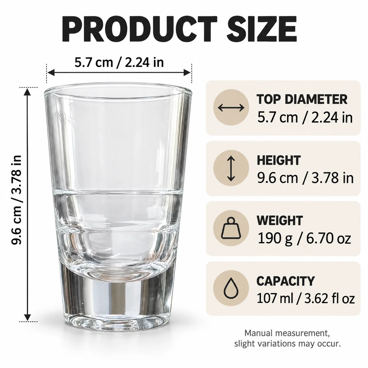 2PCS/6PCS 107ml Clear Shot Glasses Thick Base Liquor Tasting Cups for Whiskey Tequila Vodka Liqueur Baijiu  Small Drinking Glass