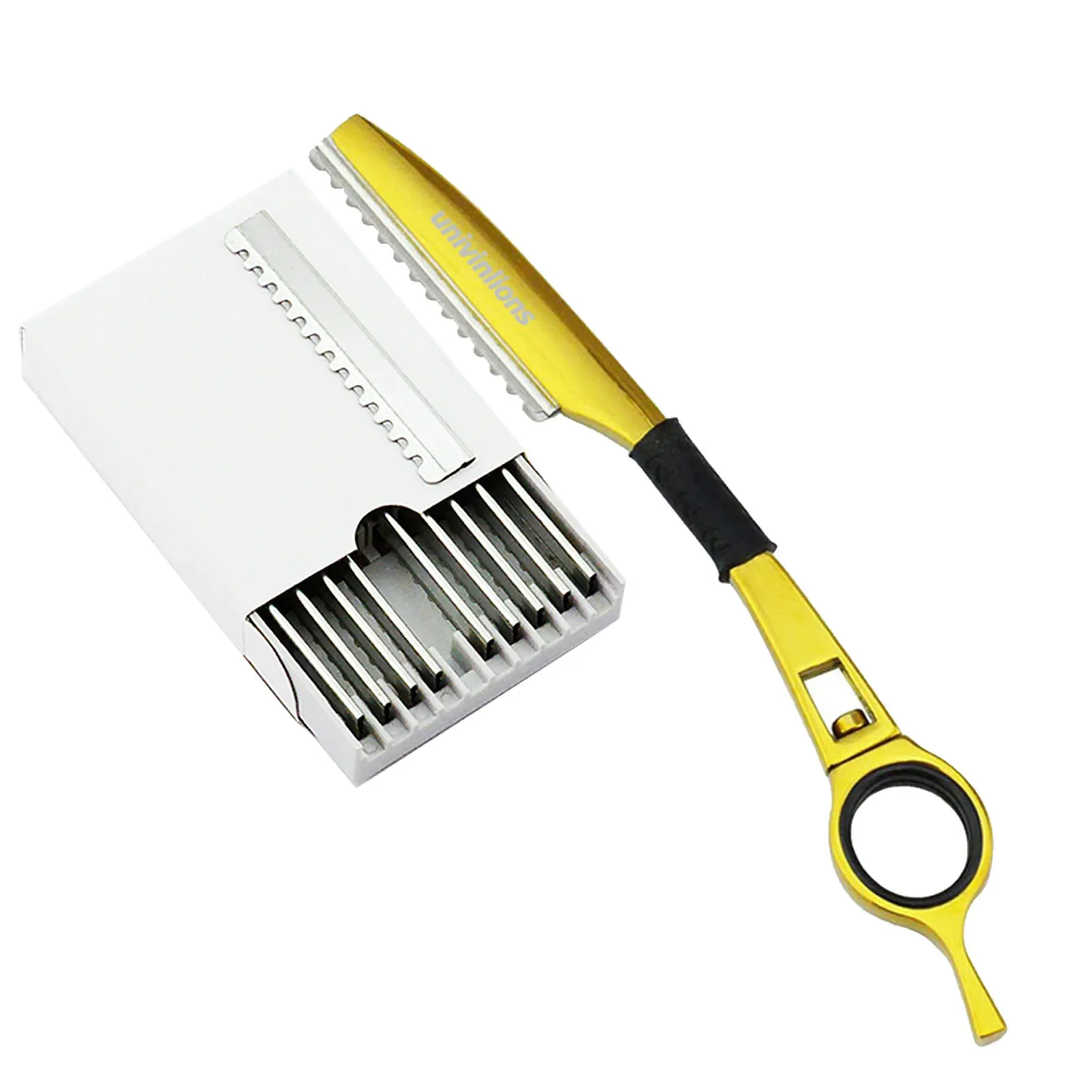 7" Rotary Thinning Razor+10 Blades Straight Salon Hairdresser Razor Hair Cutter Swivel Barber Cutting Knife Thinner Hairdressing image 2