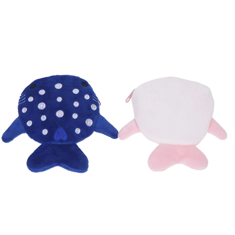 Cartoon Plush Shark Coin Purse For Kids Cute Animal Zero Wallet With Zipper Coin Bag Pendant Data Cable Storage Gift