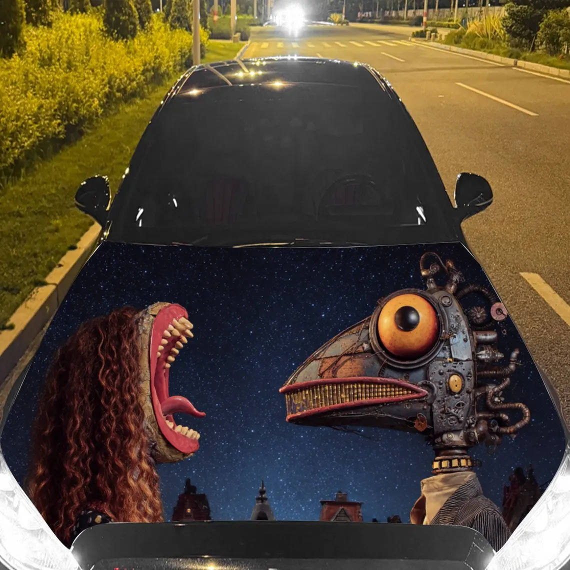 

Fantasy Creature Duel Car Hood Stickers - Self-Adhesive, Waterproof and Durable Vinyl Wrap, Decorate And Protect Your Car, Fit F