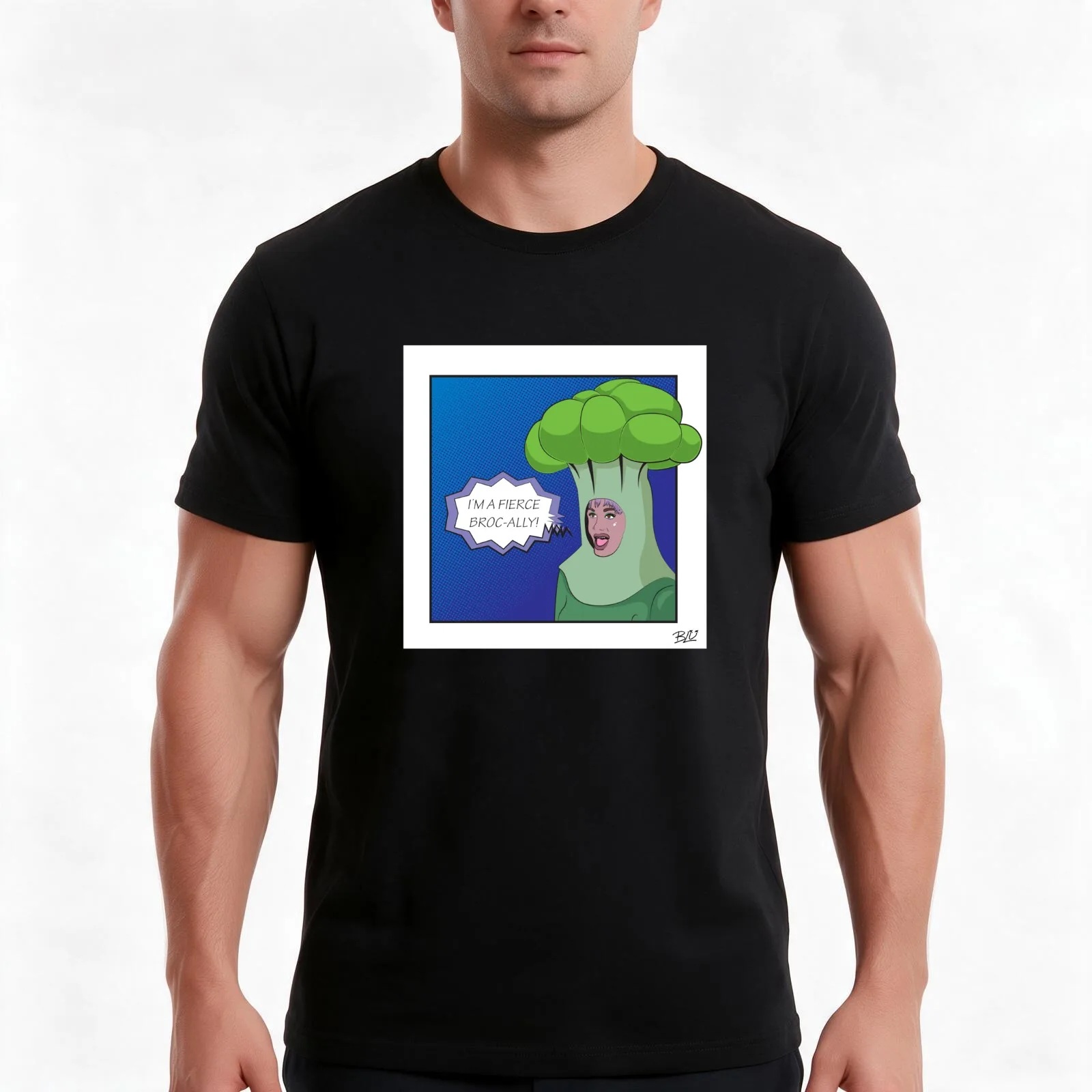 Fierce Broc-Ally T-Shirt, Summer Casual Cotton Tee, Oversized Streetwear Tops, Vintage Graphic Print, Loose Fit Short Sleeve