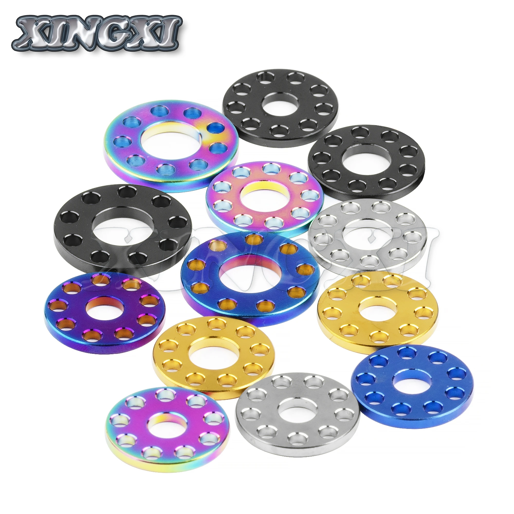 Xingxi Bolt M6/M8/M10 Titanium Drilled Spacer Washer for Motorcycle Modification 9-Holes Ti Washers