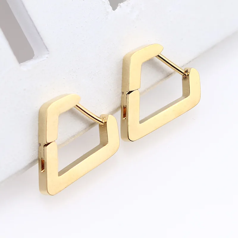 MEYRROYU Minimalist Stainless Steel Geometric Small Hoop Earrings For Women Simple Fashion Ear Buckle Jewelry Gift Wholesale