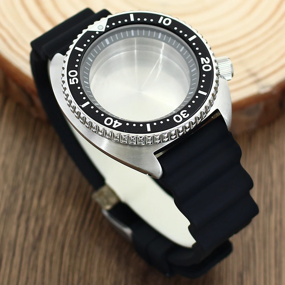 SKX 45mm NH35 Watch Case Sapphire Crystal For Seiko Mod NH35 NH36 4R Movts SRPD Steel Watch accessories Parts Turtle Abalone view 3
