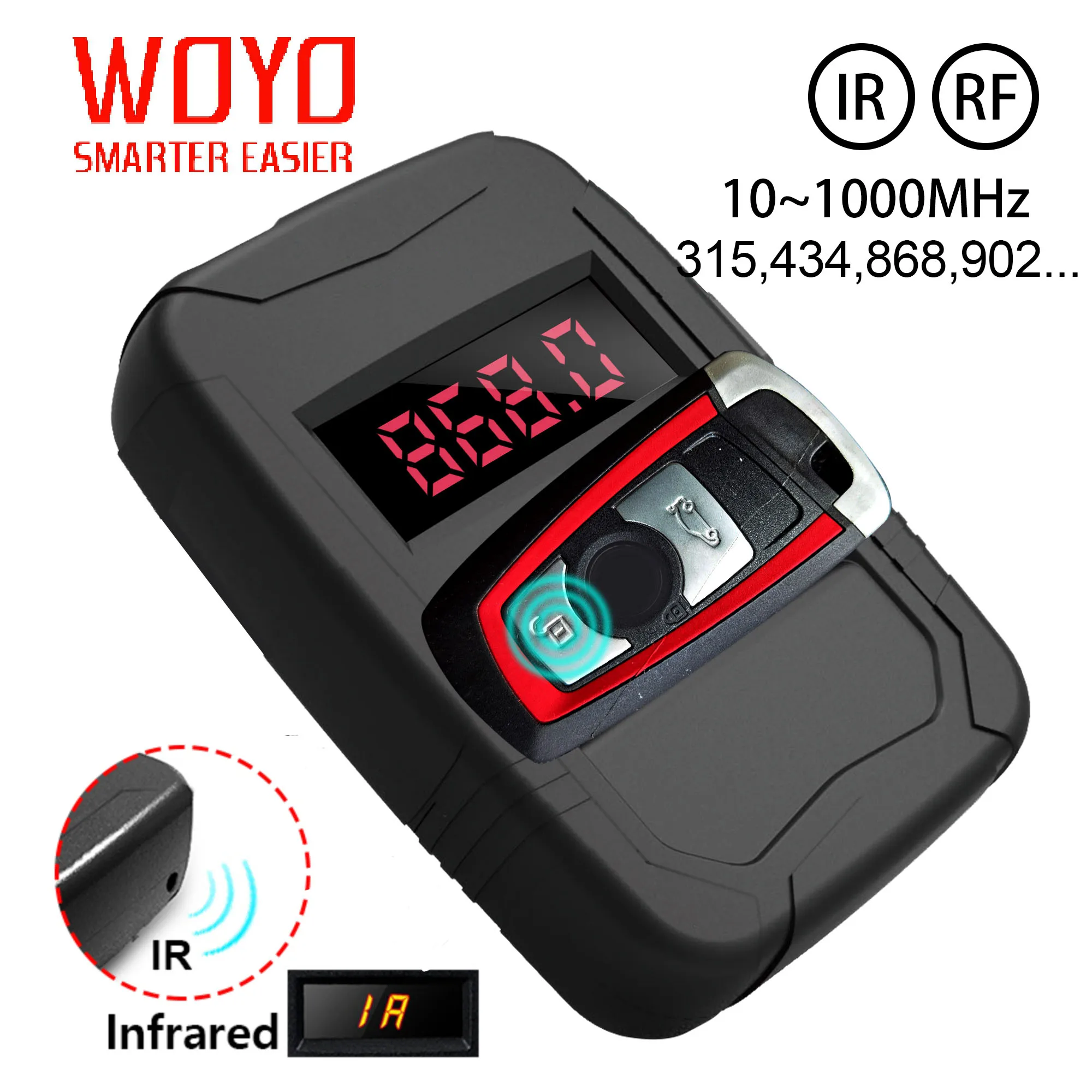 WOYO 모든 자동차 키 주파수 테스터 리모컨 감지기, IR RF 문짝 TV 원격 검사 도구, 10-1000MHZ, 315,433,868MHZ 