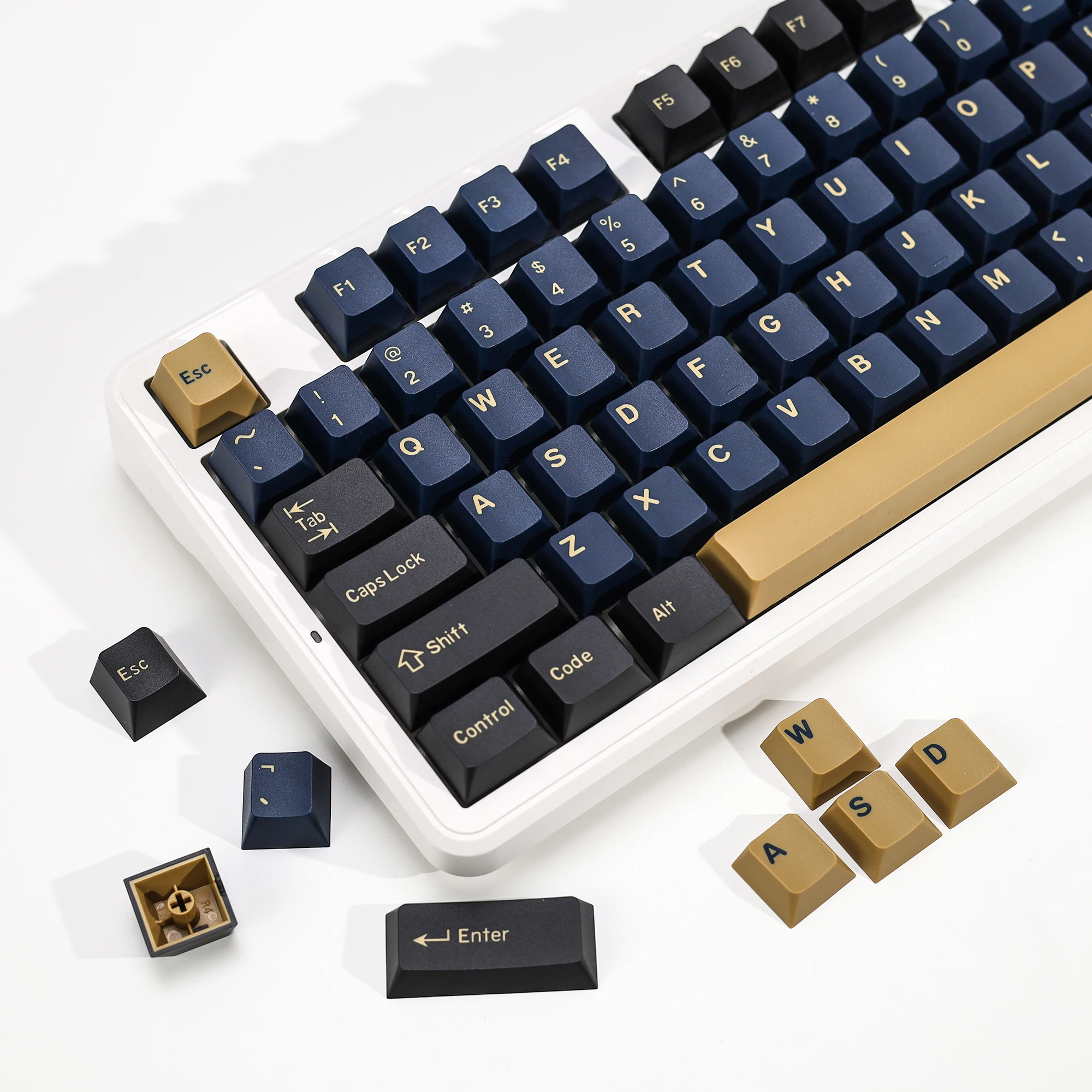 KBDiy 174 Keys GMK Blue Samurai Keycap Cherry Profile Double Shot PBT Retro Key Caps For Mechanical Keyboards Game MX Switches