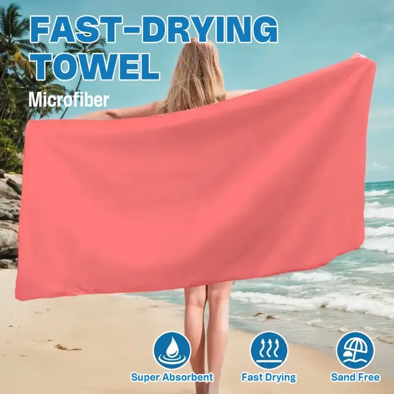 Mikrofaser-Strandtuch für Erwachsene, schnell trocknendes Wassersport-Schwimmtuch, tragbar, leicht, für Reisen, Sport, absorbiert Wasser, Badetücher