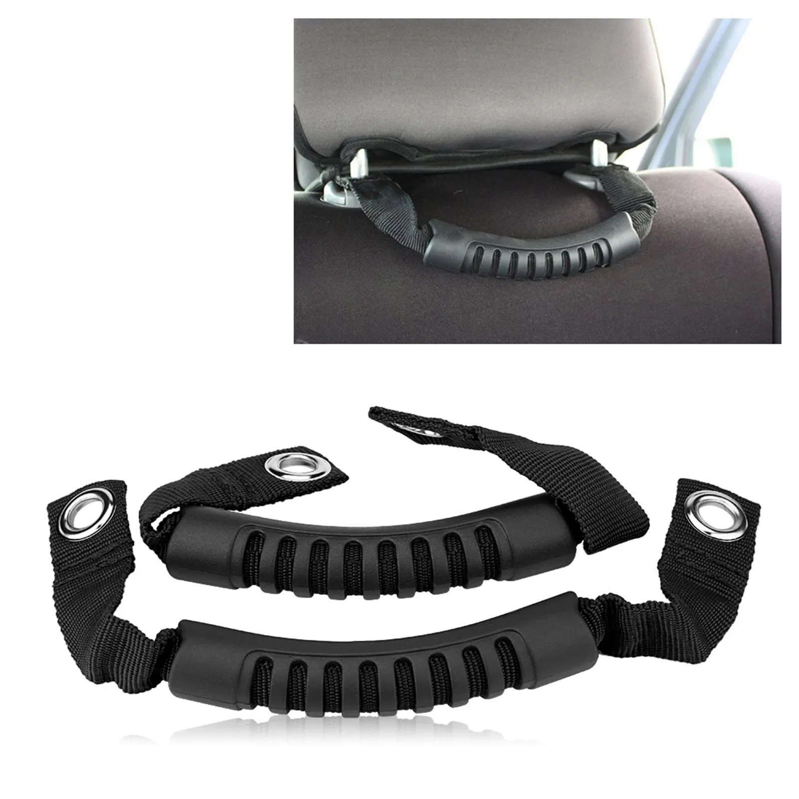 2PCS Rear Seat Headrest Grab Handle for Jeep Wrangler JK JKU TJ LJ YJ 1995-2017 Roll Bar Grip Handle Set