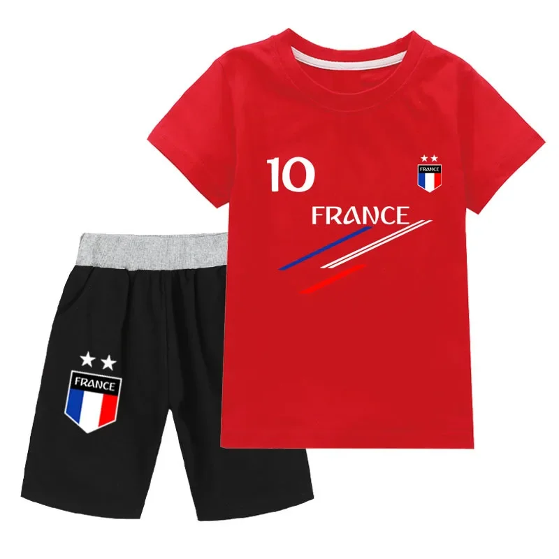 New Summer Kids Clothes Baby Boys France Football 10 MBP Tracksuit 2Pcs Children Boy Sports suit Outfits Short Sets