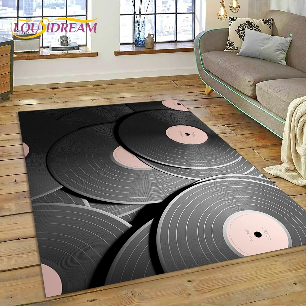 Vinyl Record Music DJ Screen tape Rug Carpet for Living Room Bedroom Home Decor,Floor Mat Non-slip Decoration for Sofa  Doormat