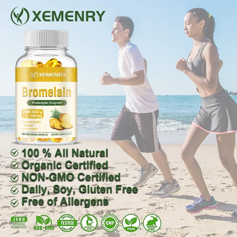 Bromelain (Natural Proteolytic Enzyme) 2400 GDU/g - 500 Mg, Natural Proteolytic Enzyme, 120 Vegetarian Capsules