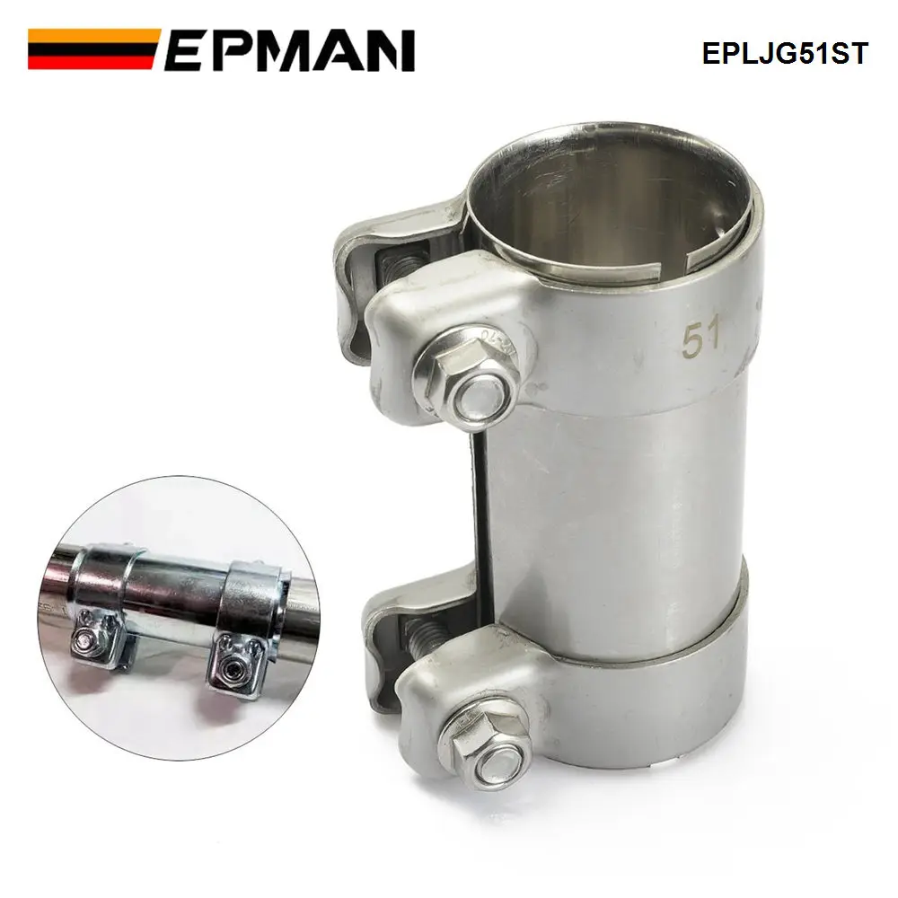 EPMAN 2" 51mm Exhaust Pipe Connector 304 Stainless Steel Clamp Tube Adapter Joiner EPLJG51ST