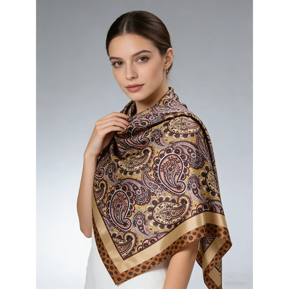 

1 piece 90cm cashew nut shawl silk scarf, new high-end square scarf, professional women with travel decoration