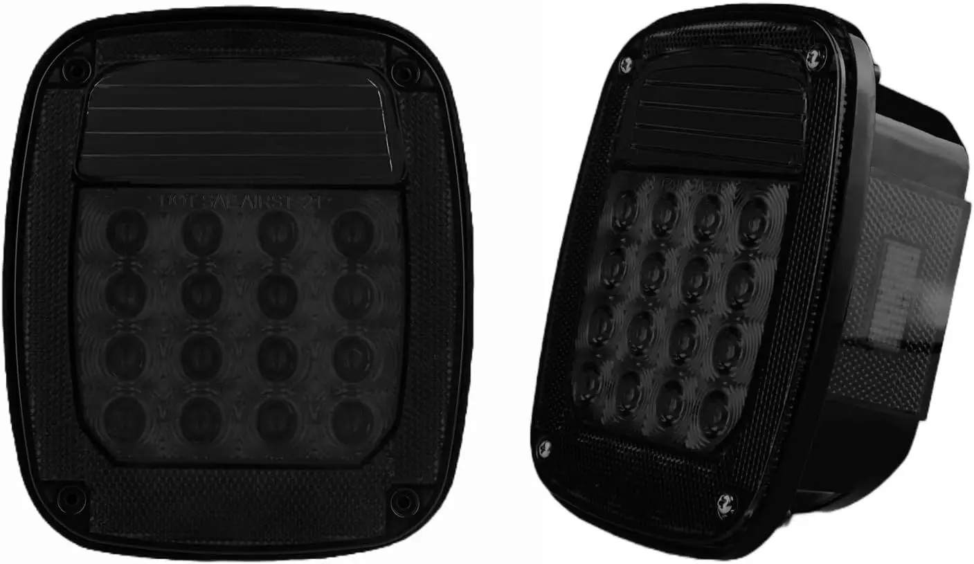 

Smoked Square Rear Tail Lights for 1979-2006 Wrangler TJ YJ CJ5 CJ7, DOT Certified, 2Pcs