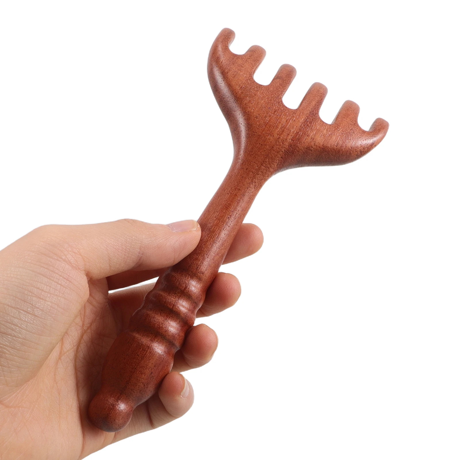 

Массажер для кожи головы из сандалового дерева, ручной эргономичный деревянный массажер для головы с широкими зубьями, многофункциональный инструмент для массажа волос