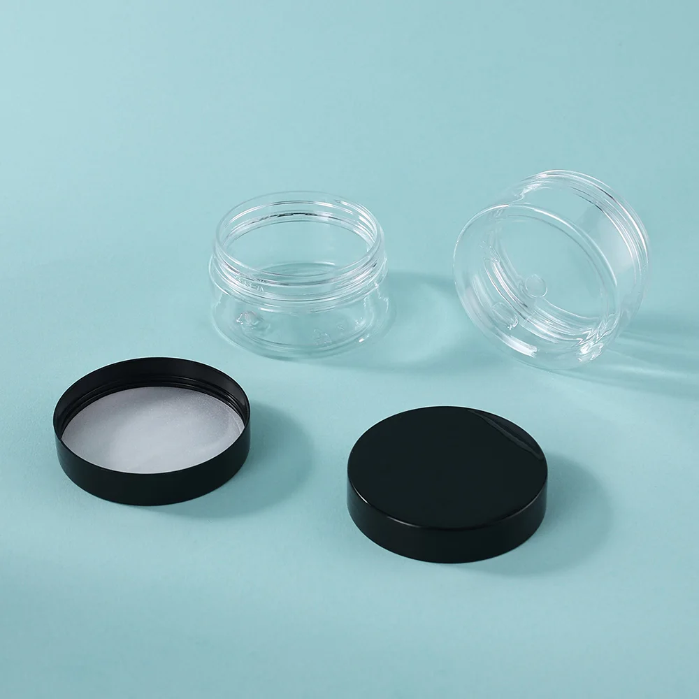 12 szt. 80ml Czarne Wieczka Przezroczyste PET Puste Słoiczki Kosmetyczne - Szczelne Pojemniki Wielokrotnego Użytku do Kremu do Twarzy, Serum pod Oczy