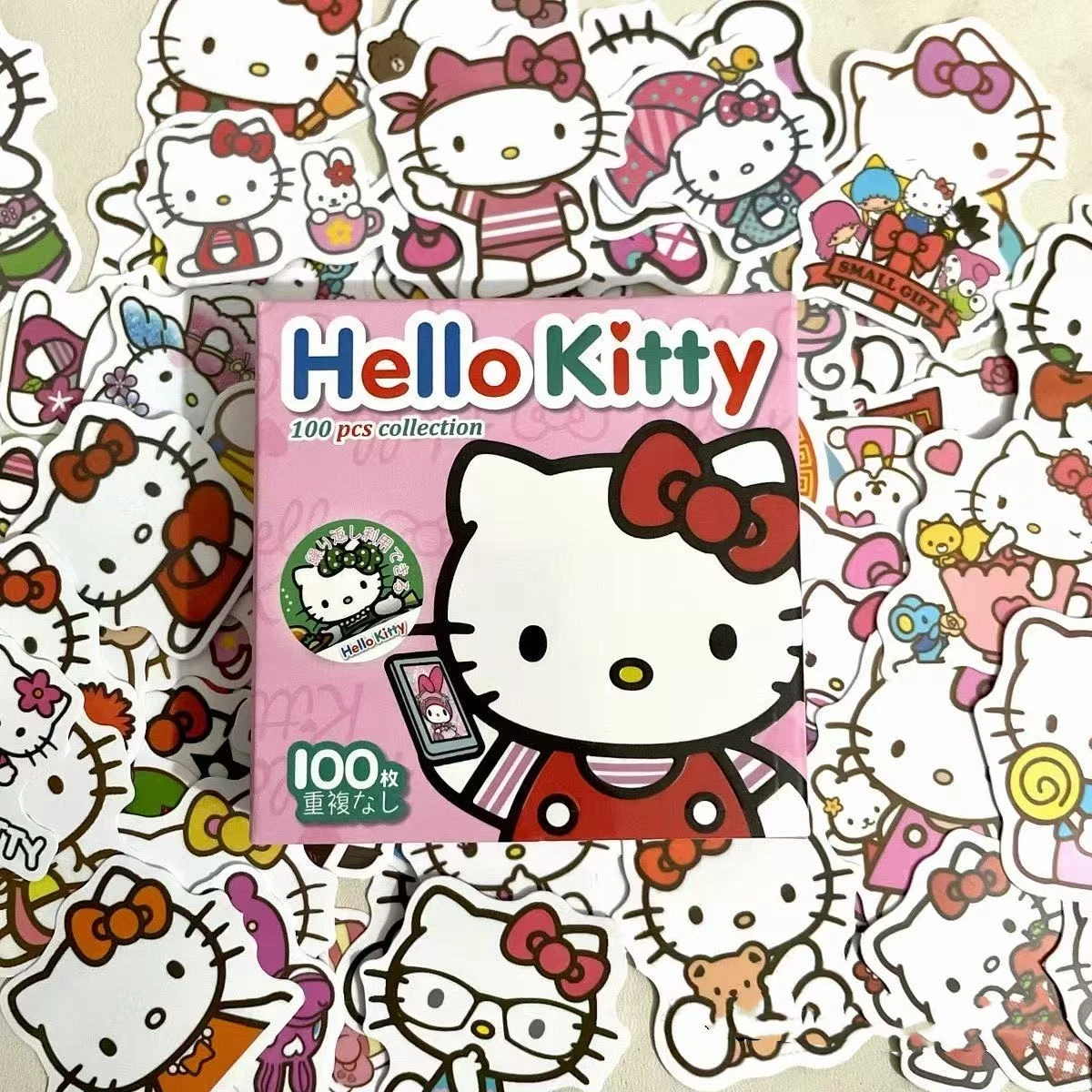 

100 шт./кор. кавайные мультяшные наклейки «Hello Kitty Kuromi», наклейки «сделай сам», канцелярские принадлежности, милые мультяшные наклейки, подарок