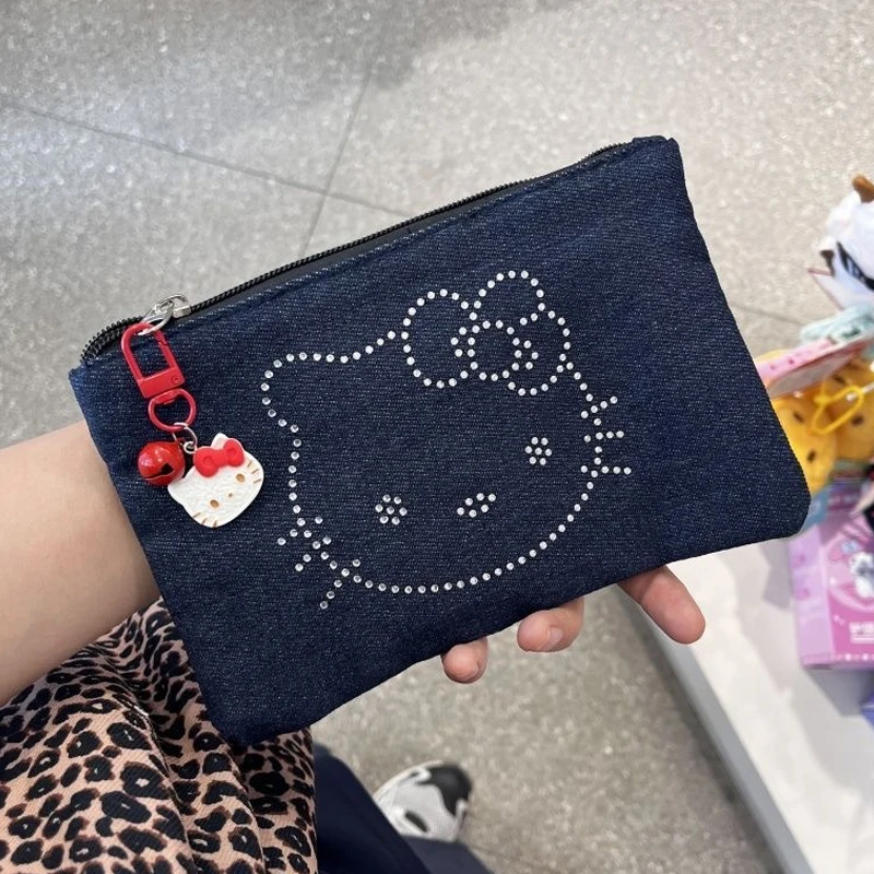 

Vintage Denim Hello Kitty Storage Bag Korean Fashion Charm Hello Kitty Portable Storage Packaging Decoration Bag Birthday Gift