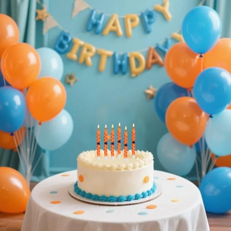 12 قطعة من شموع عيد الميلاد ذات طابع الرسوم المتحركة باللونين الأصفر والأحمر مطبوعة على شكل كعكة عيد الميلاد وشموع تزيين الكب كيك للأولاد والزوجة