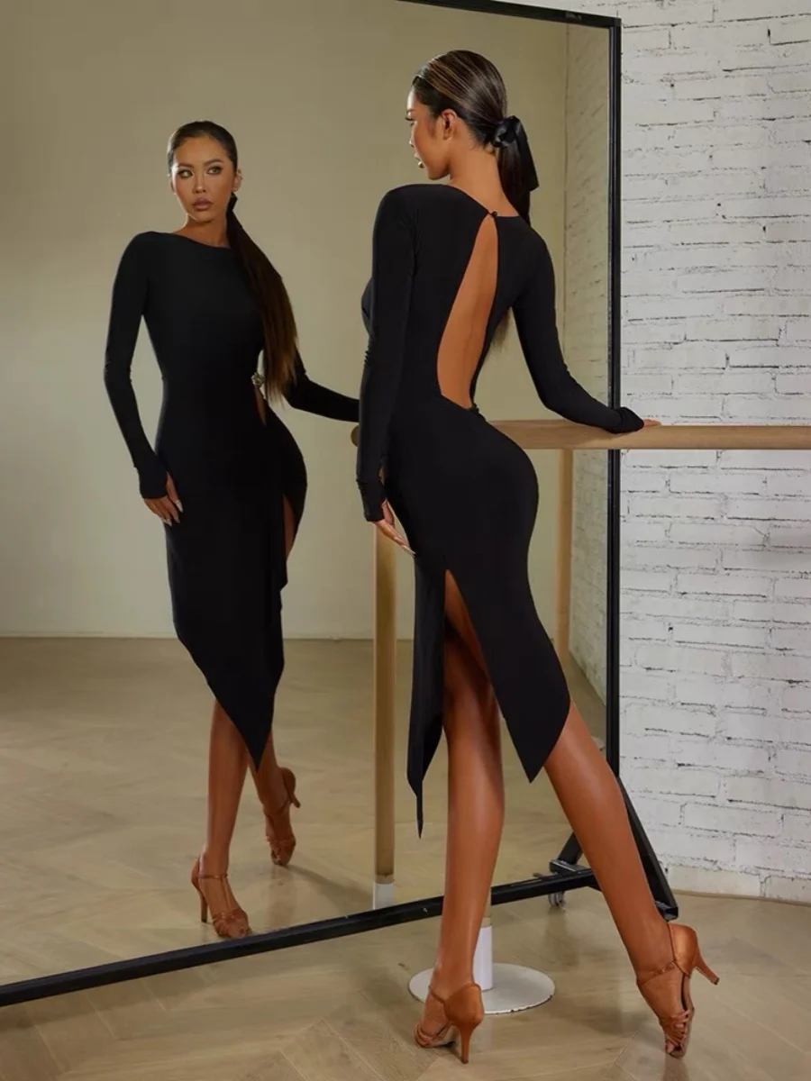 ZYM Dancewear Costume Abito Abiti da pratica di danza latina ad alto senso con biancheria intima