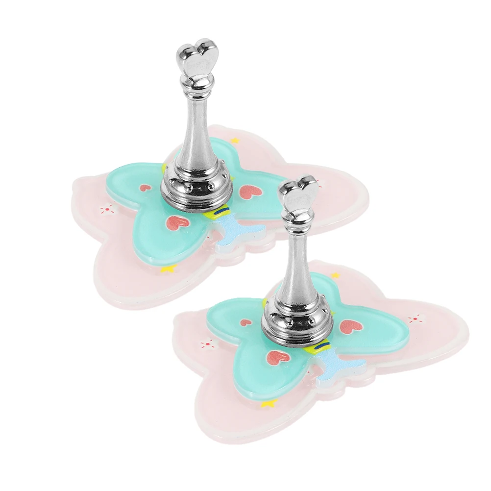 

2Pcs Butterfly Acrylic Nail Display Stand Double Layer 3D Reusable Manicure Practice Base for Nail Art and Salon Use