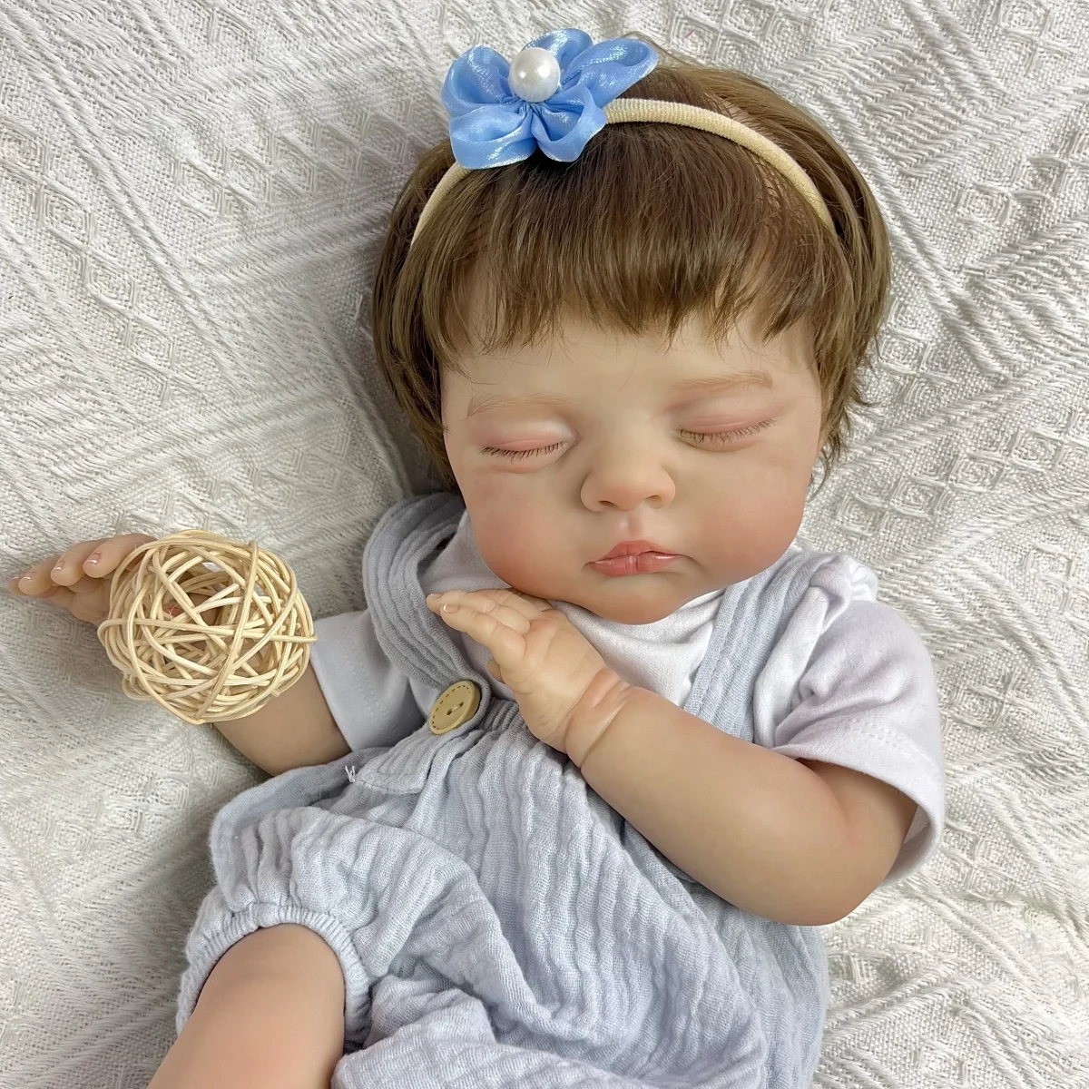 ตุ๊กตา BZDOLL ขนาด 48 ซม. ตุ๊กตาเด็กทารกหลับตาเหมือนจริง สำหรับเด็กผู้หญิง ทำจากไวนิล แขนขาเหมือนจริง ตัวทำจากผ้า ขนาด 19 นิ้ว ตุ๊กตาเหมือนจริง ทำด้วยมือ ของขวัญวันเกิด