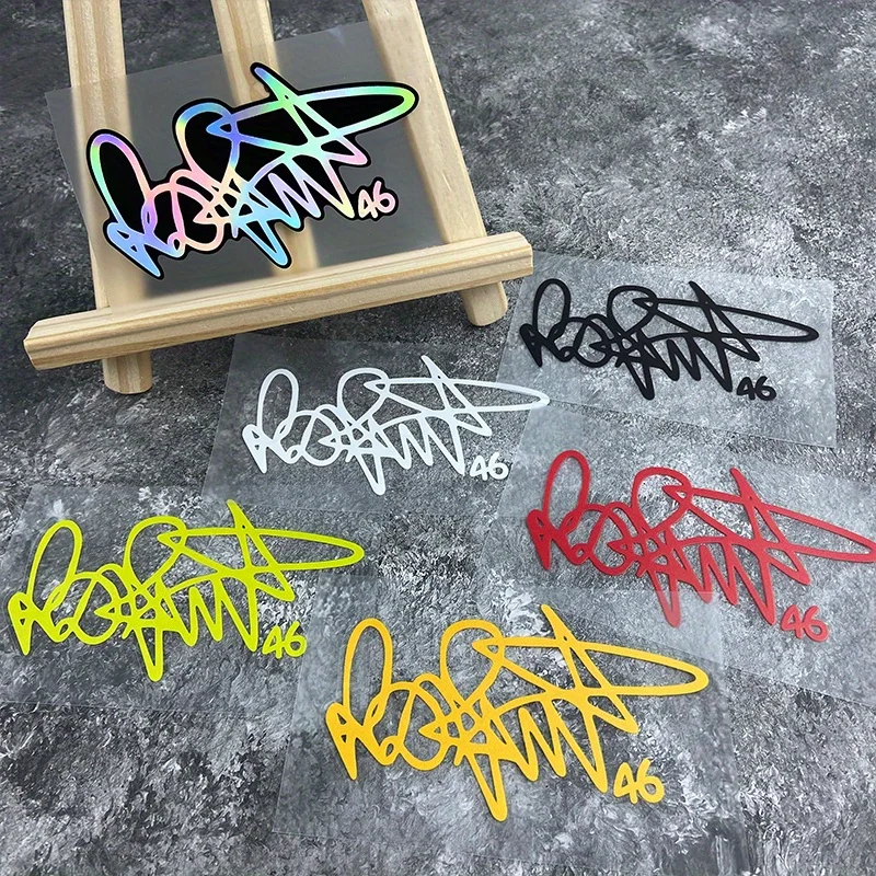 1PC Valentino Rossi 46 Signature Vinyl Sticker, Multi‑Color Decal for Helmet Laptop Bike Must‑Have for MotoGP Fans DIY Decor
