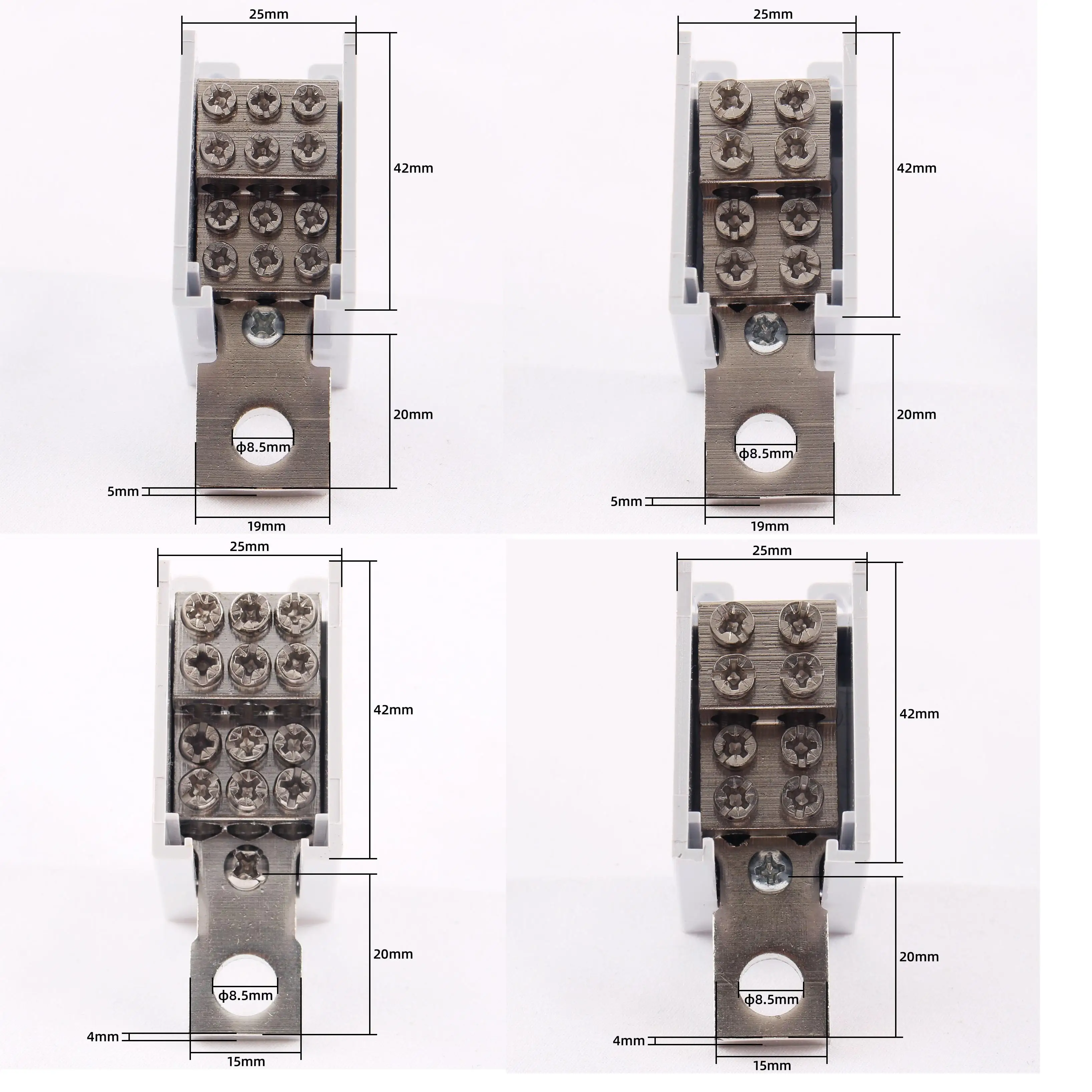 125A/250A Din Rail Terminal Block Distribution Box, 1 In 4/6 Out Power Junction Box, 10/16mm² Wire Connector for Circuit Breaker view 6