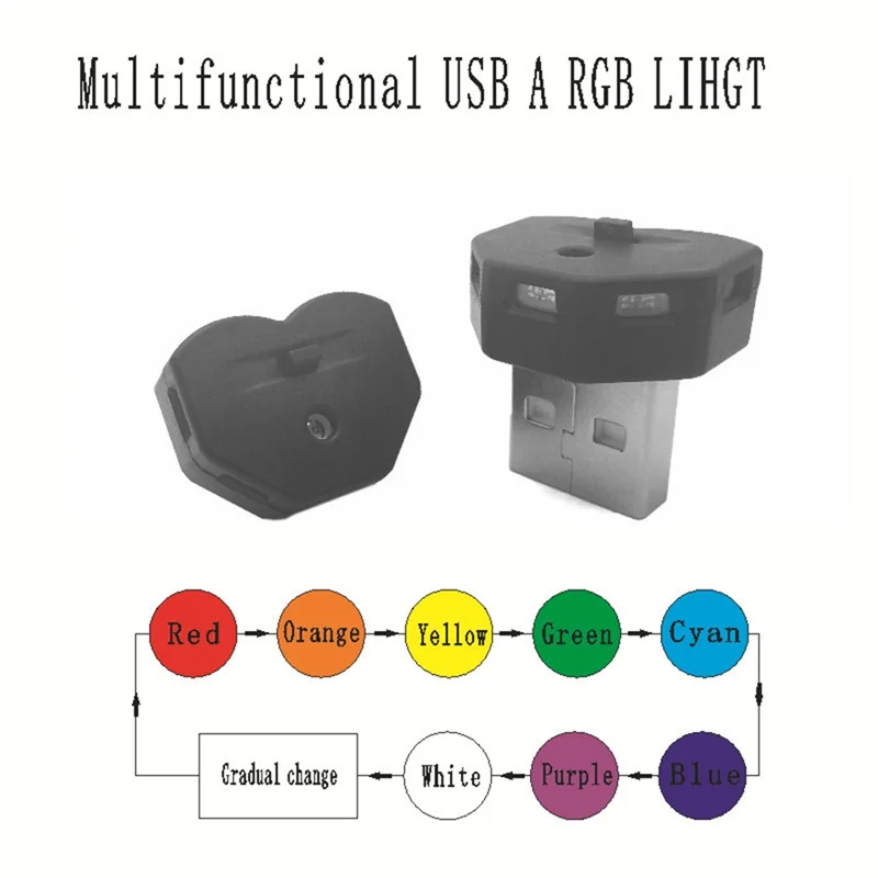 ABZW 자동차 인테리어 조명 램프 콘솔용 조정 가능한 RGB 멀티 컬러 분위기 조명 Usb 포트