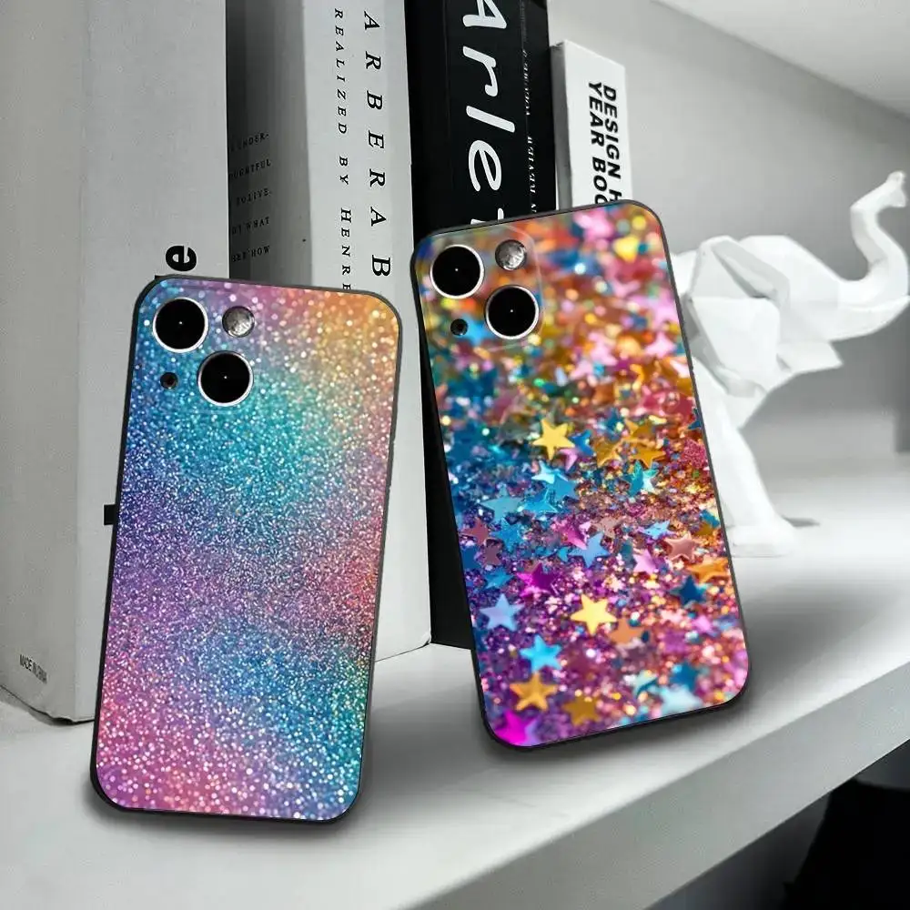 

Gradient Glitter Bling Magnetic Phone Case For iPhone16,15,14,13,12 Mini 11 Pro XR,X,XS,MAX 7,8 Plus Silicone Cover Soft Black