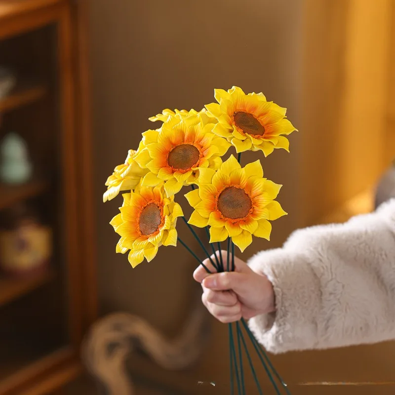 

2/6Pcs Handmade Realistic Sunflower Ceramic Flower - Preserved Floral Arrangement, Elegant Home Decor, Luxury Gift Idea