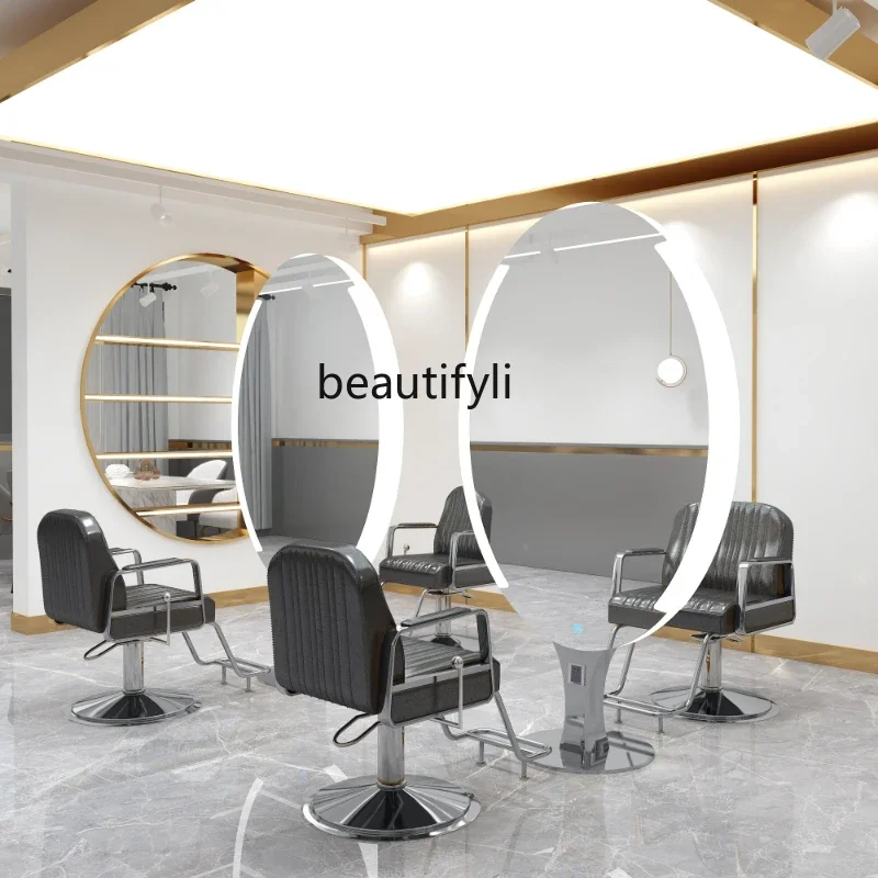 

Hair Salon Hair Cutting Mirror for Hair Salon Single Double-Sided Hot Dyeing Mirror Barber Shop Floor Dressing Table