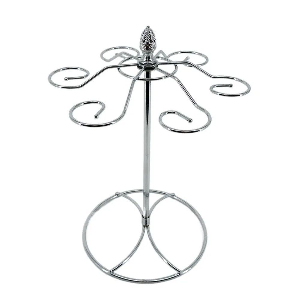 

6 Hooks Goblet Holder Free Standing Hanging Wine Glass Cup Rack Rust-proof Quick Drainage Drinking Glasses Display Stand