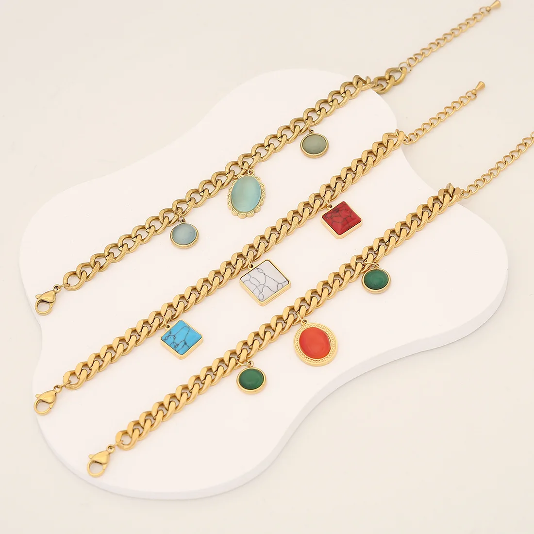 

Pedina Stainless Steel Retro Cat Eye Stone Bracelet For Women Girl New Non-fading Bangles Jewelry Gift Party