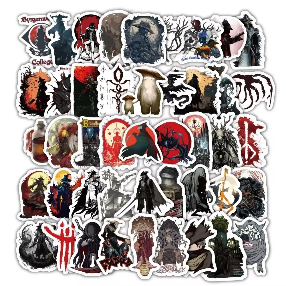 60 قطعة/المجموعة لعبة Bloodborne Grafiti ملصقات الإبداعية الزخرفية جراب هاتف الكمبيوتر المحمول دفتر سكيت دراجة نارية دراجة