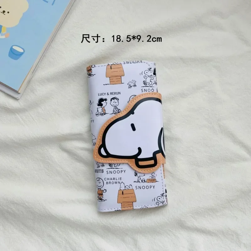 Snoopy-cartera de dibujos animados Kawaii de Corea del Sur Ins, monedero corto largo, monedero de Pu con cremallera de dos pliegues, paquete de tarjetas, juguete de regalo