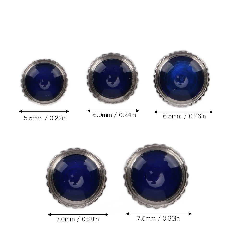 5 قطعة أجزاء تاج الساعة الزرقاء الصلب أحجام مختلفة بالون أنبوب قصير ساعة أزرار التاج ساعة بالون إصلاح ساعة التاج