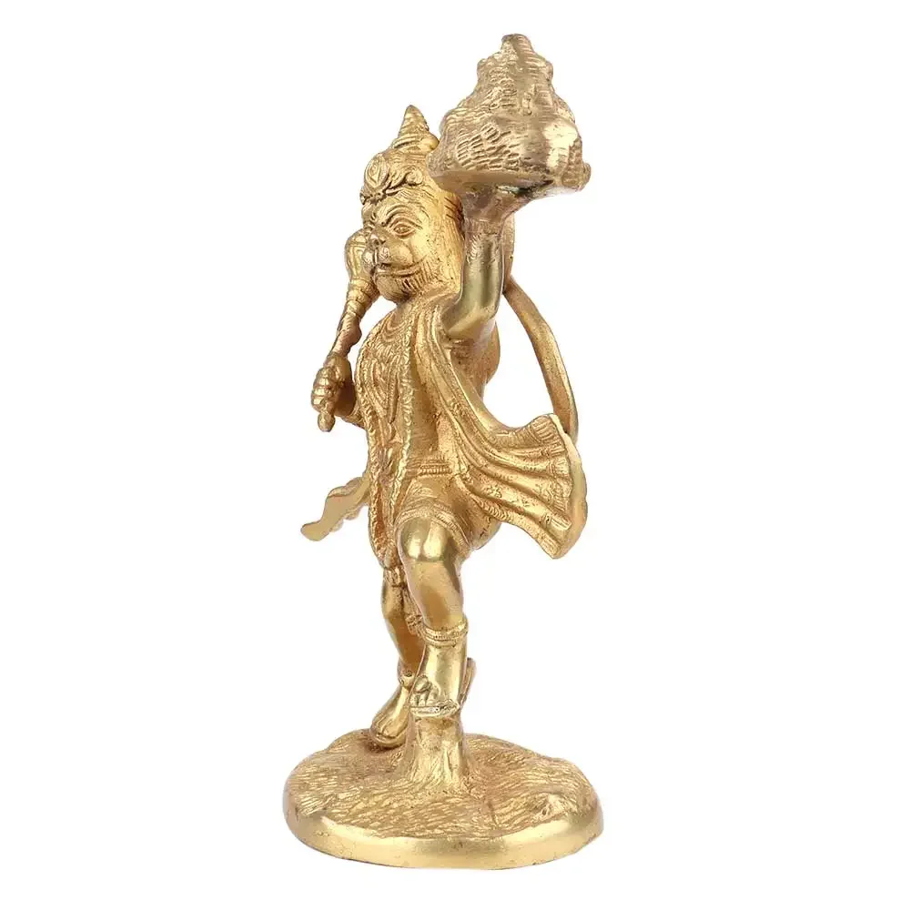 Handgemaakte gouden messing Lord Hanuman met bergkruiden sculpturen beeldje standbeeld verklaring stukken decor cadeau-artikelen