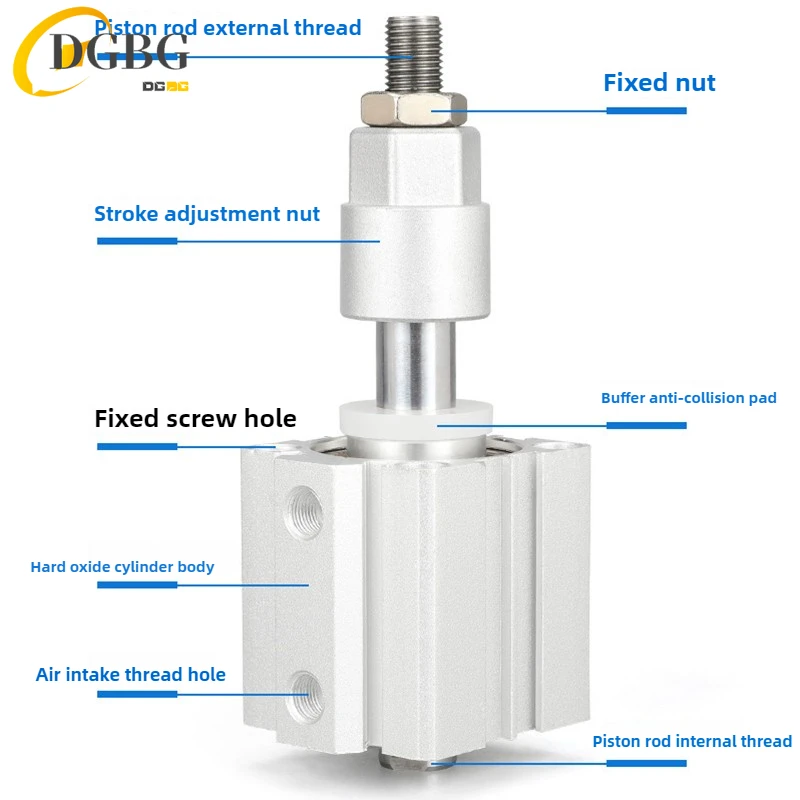 Airtac Type SDAJ Square Pneumatic Mini Cylinder Adjustable SDAJ25-20-20 SDAJ32-30-20 SDAJ32-40-20 With/without magnetism