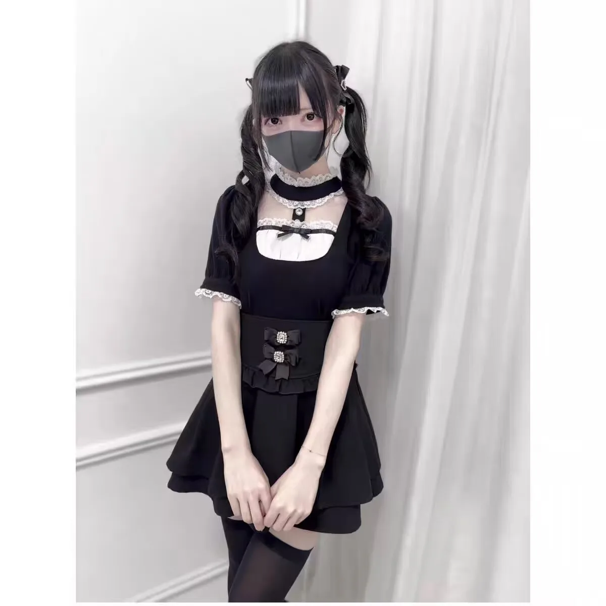 

Рубашки в японском готическом стиле Лолиты, женские винтажные милые Y2k, кружевные оборки, клетчатые блузки с короткими рукавами, Jirai Kei, повседневные топы для девочек