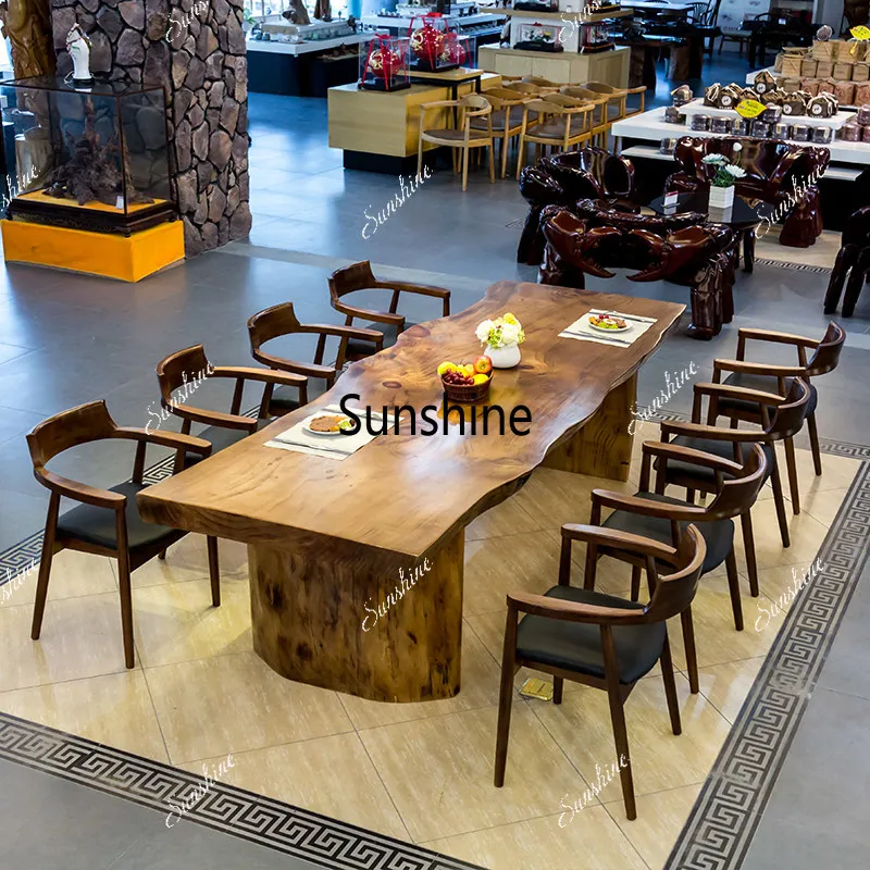 Solid wood conference table Simple modern desk Meeting room Atmospheric workbench