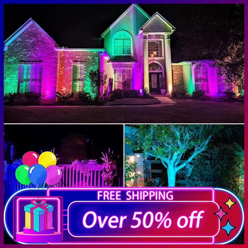 

12 Pack RGBW Color Changing Landscape Light with12-24V LED Landscape Lighting Kit Waterproof Multicolor Spotlights for Christmas